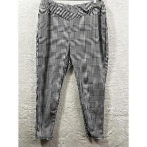 Emery Rose Houndstooth Plaid Pants Women's Black White Stretch Pull-On S